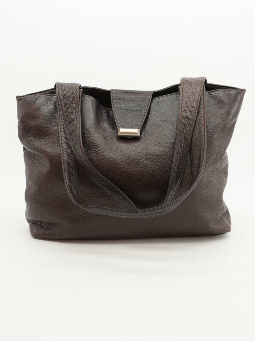 Large Leather Tote School Office Weekender Bag 90s Satchel Brown Travel Purse - Picture 2 of 15